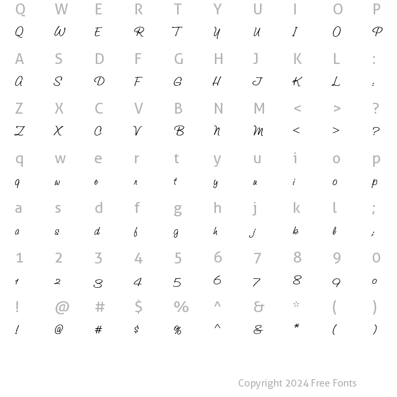 Character Map of StudioScriptAlternativeITC Italic