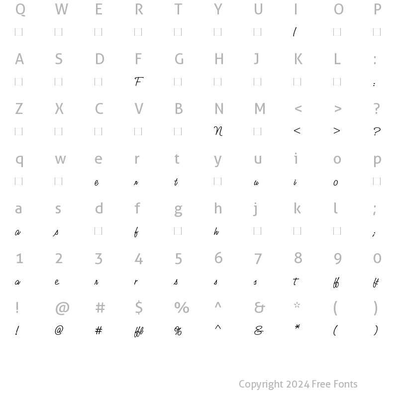 Character Map of StudioScriptAlternativeNo2ITC Italic