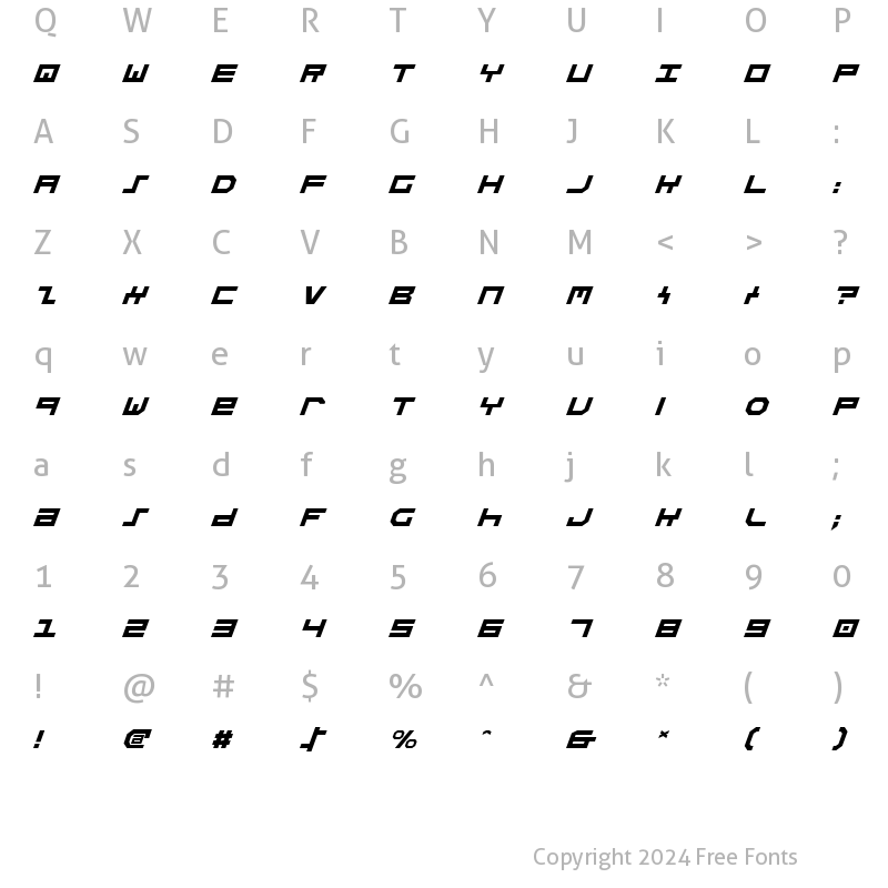 Character Map of Stuntman Italic Italic