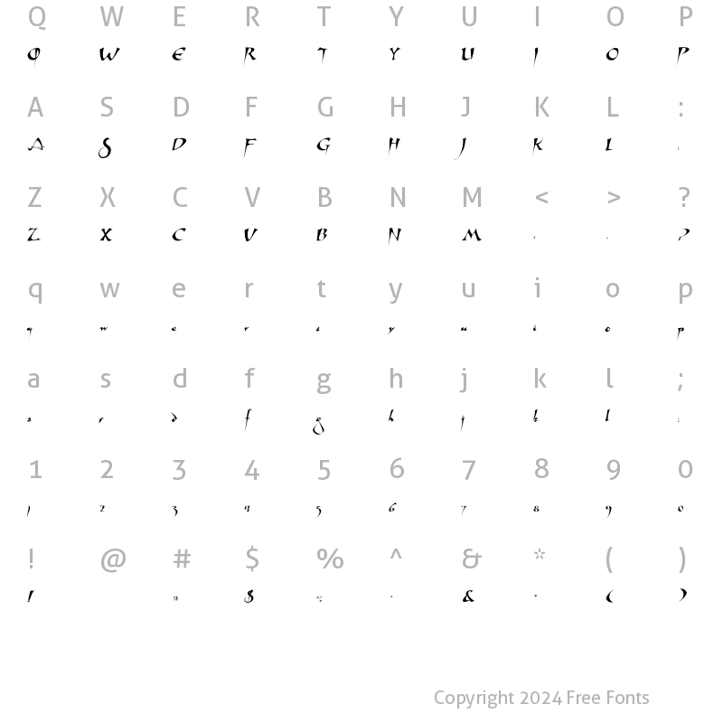 Character Map of Stylish Regular