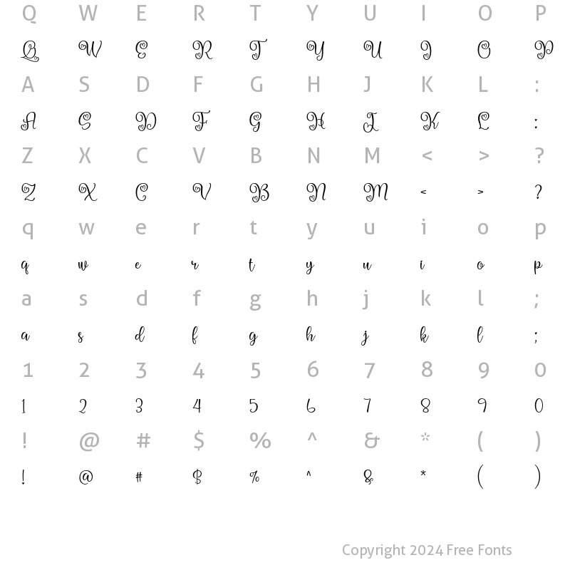 Character Map of Styll Love Regular