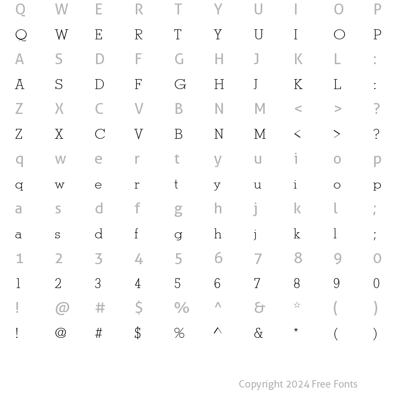 Character Map of Stymie Becker Light Regular