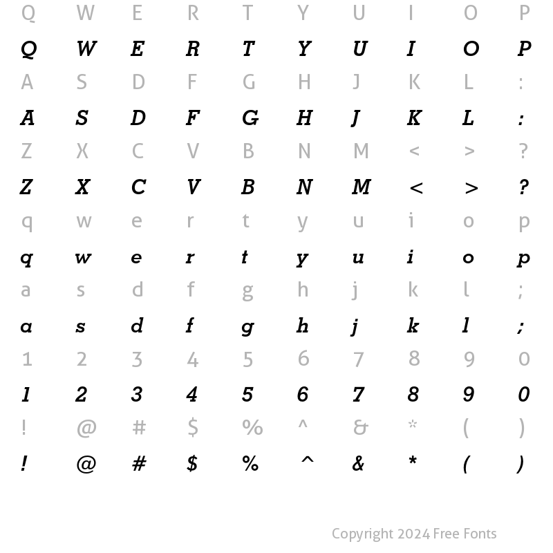 Character Map of Stymie Bold Italic