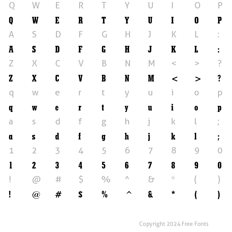 Character Map of Stymie Extra Condensed Bold