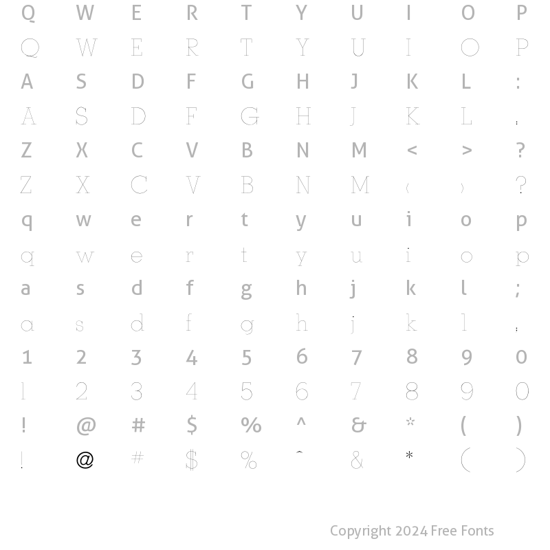 Character Map of Stymie Hairline Regular