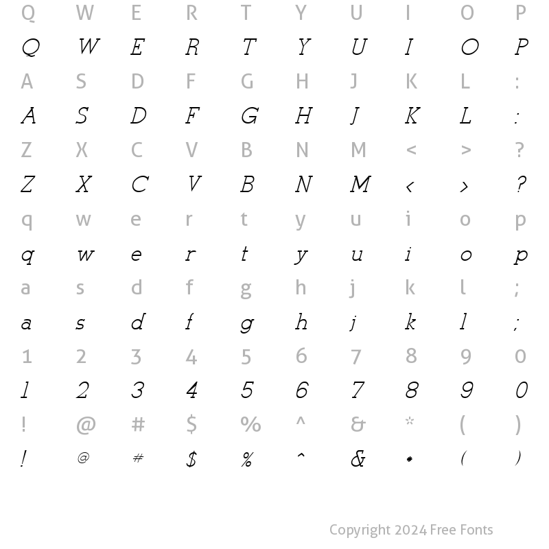 Character Map of Stymie-Italic Italic