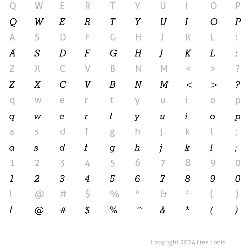 Character Map of Stymie Md BT Medium Italic