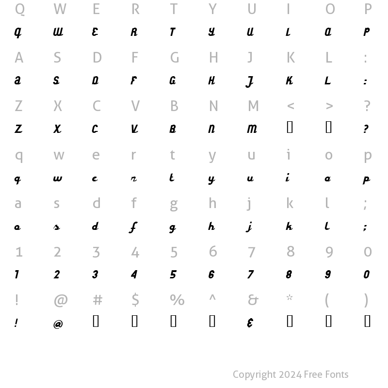 Character Map of styroscript connected