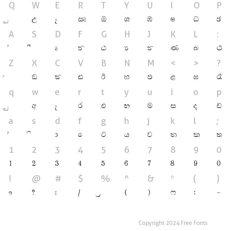 Character Map of Su_MADURA2 Regular