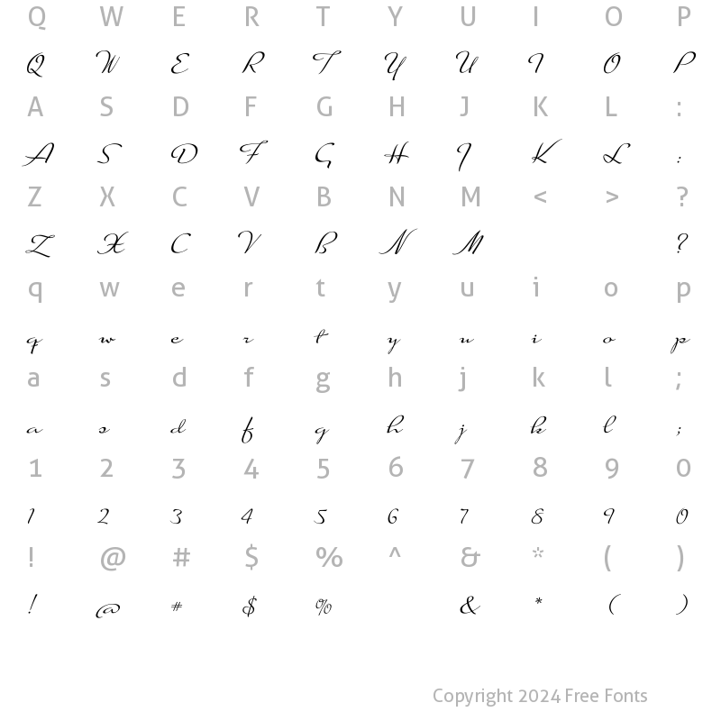 Character Map of Suave Script Regular