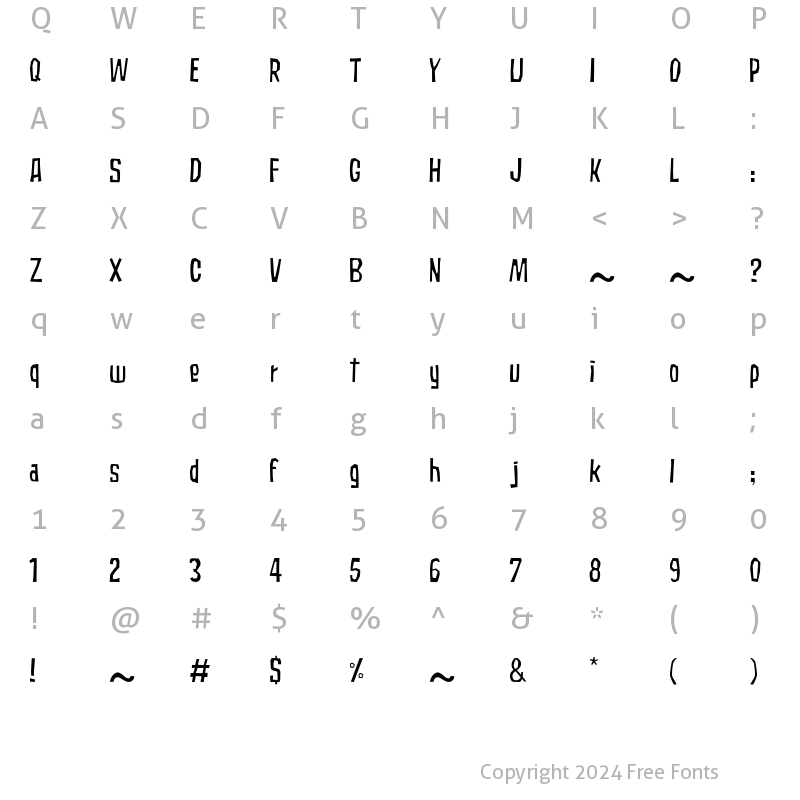 Character Map of Subaccuz Light