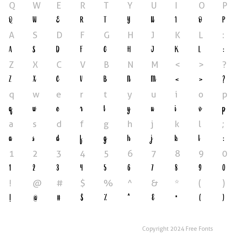 Character Map of Suballie Regular