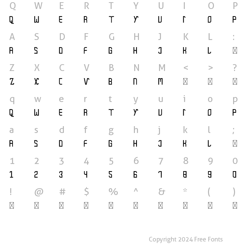 Character Map of Sublack Regular