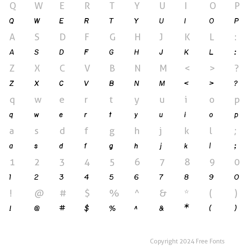 Character Map of Sublime Medium Italic