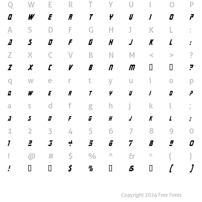 Character Map of SubmarineCondensed Regular