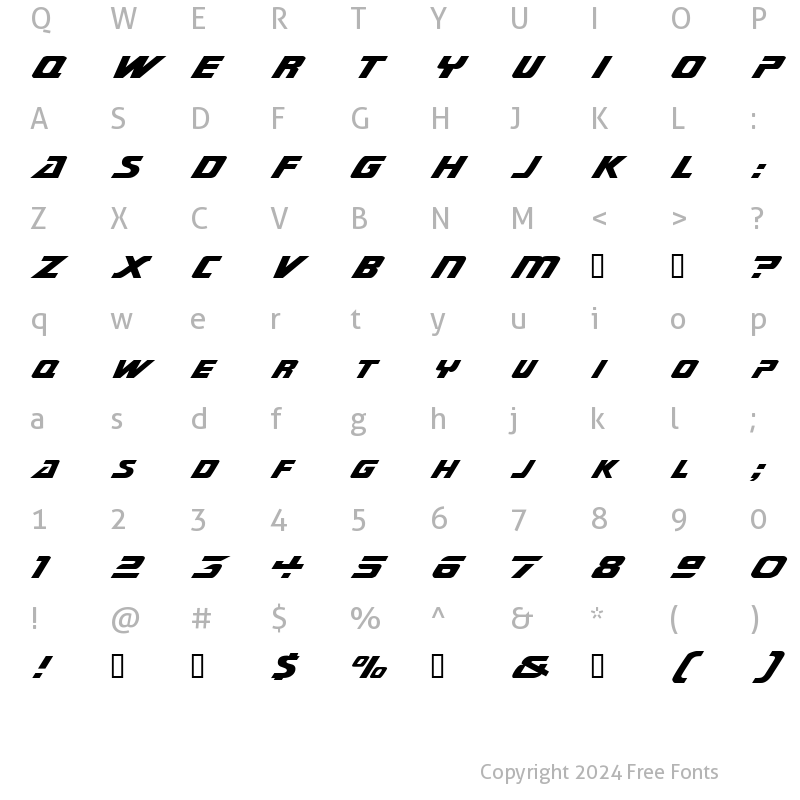 Character Map of SubmarineExtended Regular