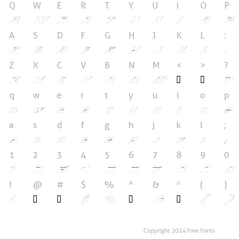 Character Map of SubmarineExtendedOutline Regular