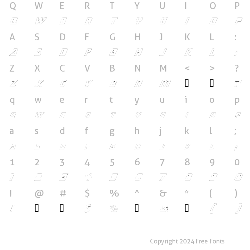 Character Map of SubmarineOutline Regular