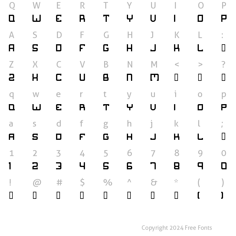 Character Map of Suborban Regular