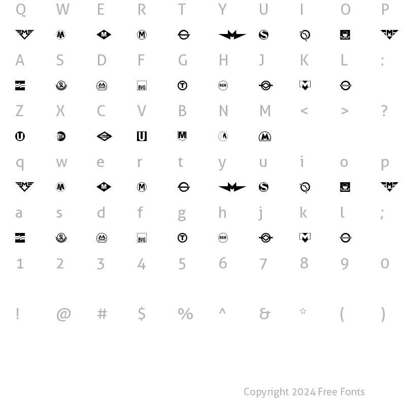 Character Map of Subway Sign normal