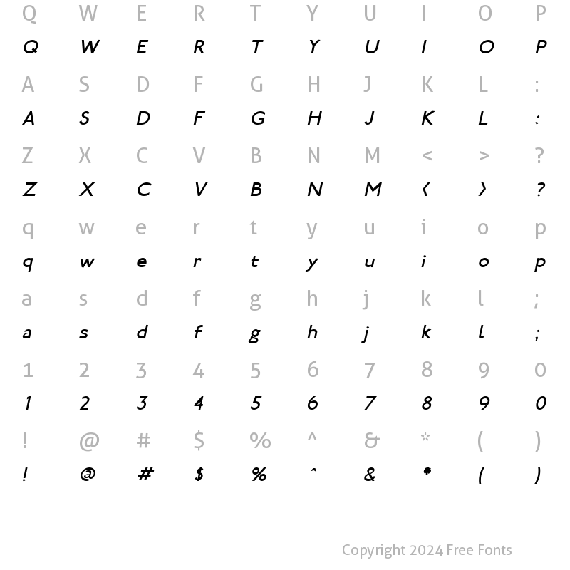 Character Map of SubwayLondon Italic