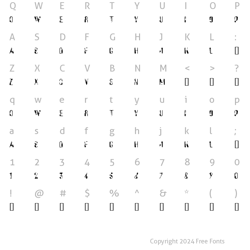 Character Map of Sucata Spacial Regular