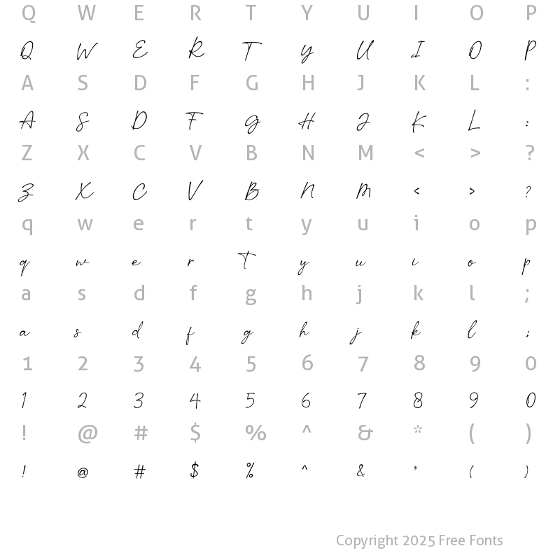 Character Map of Sucillia Regular