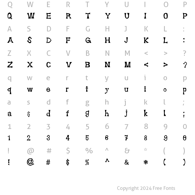 Character Map of Suehirogari Regular