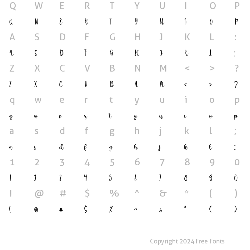 Character Map of Sugar Bitter Regular