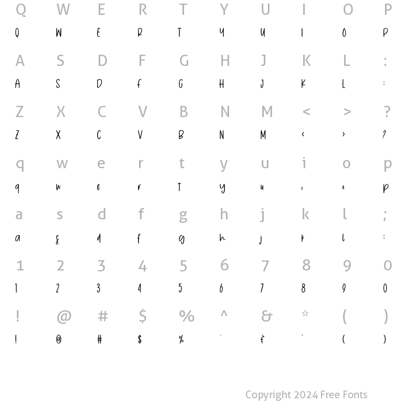 Character Map of Sugar Booger Regular