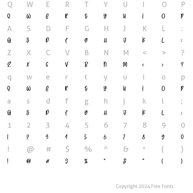 Character Map of Sugar Candy Regular