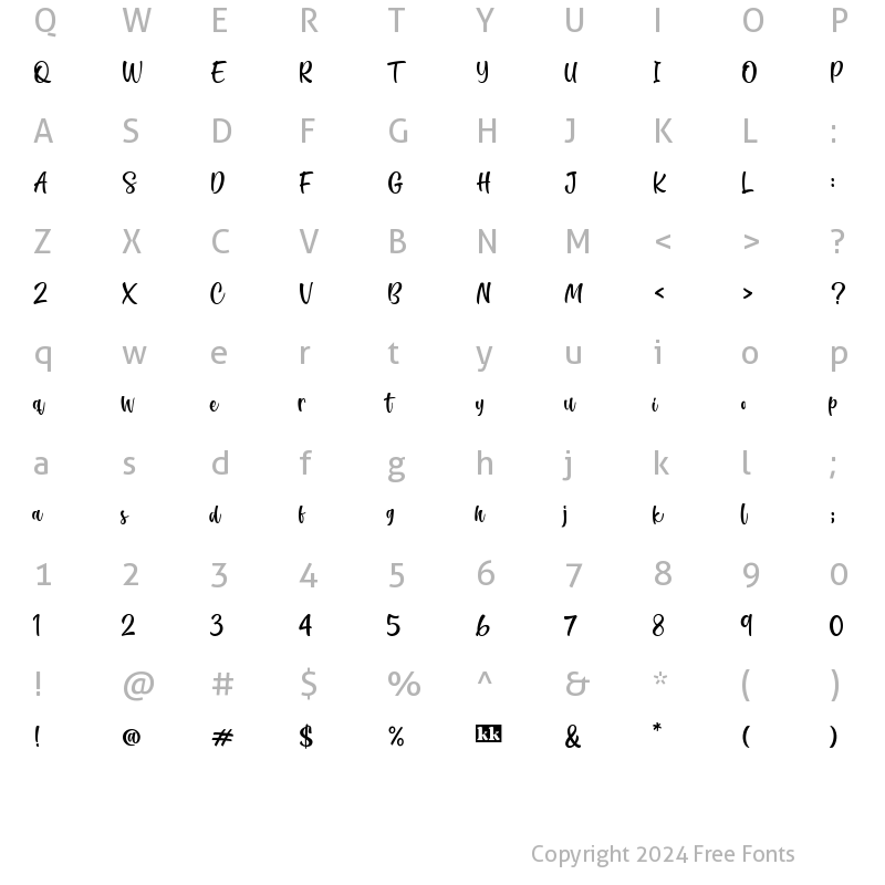 Character Map of Sugar Charm Regular