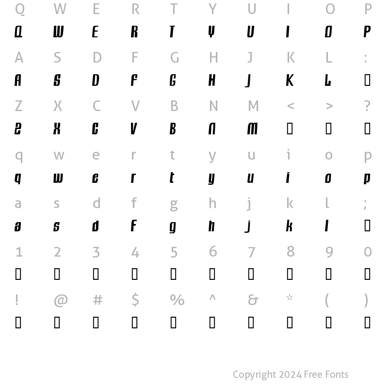 Character Map of Sugar Ray Regular