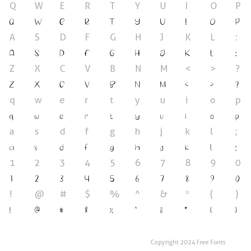 Character Map of Sugar Snow Regular