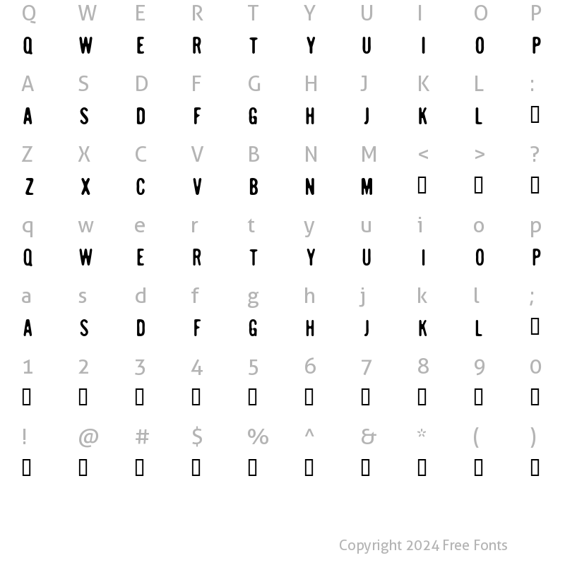 Character Map of SugarCube Regular