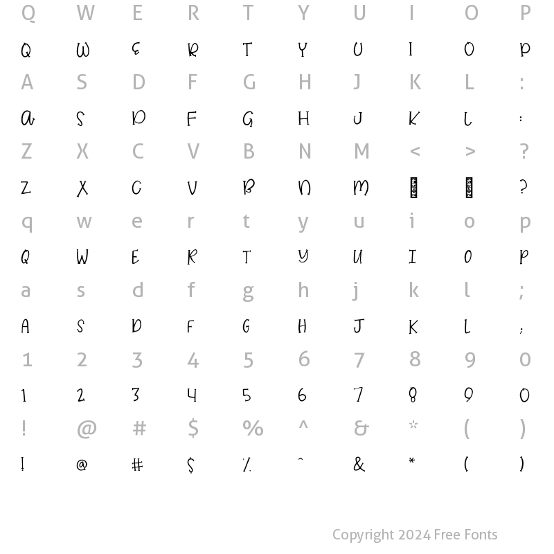 Character Map of SugarDumplinSerif Regular