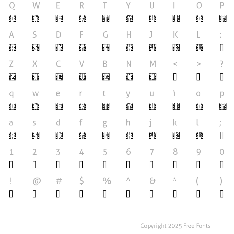 Character Map of SugarFootStrut Regular