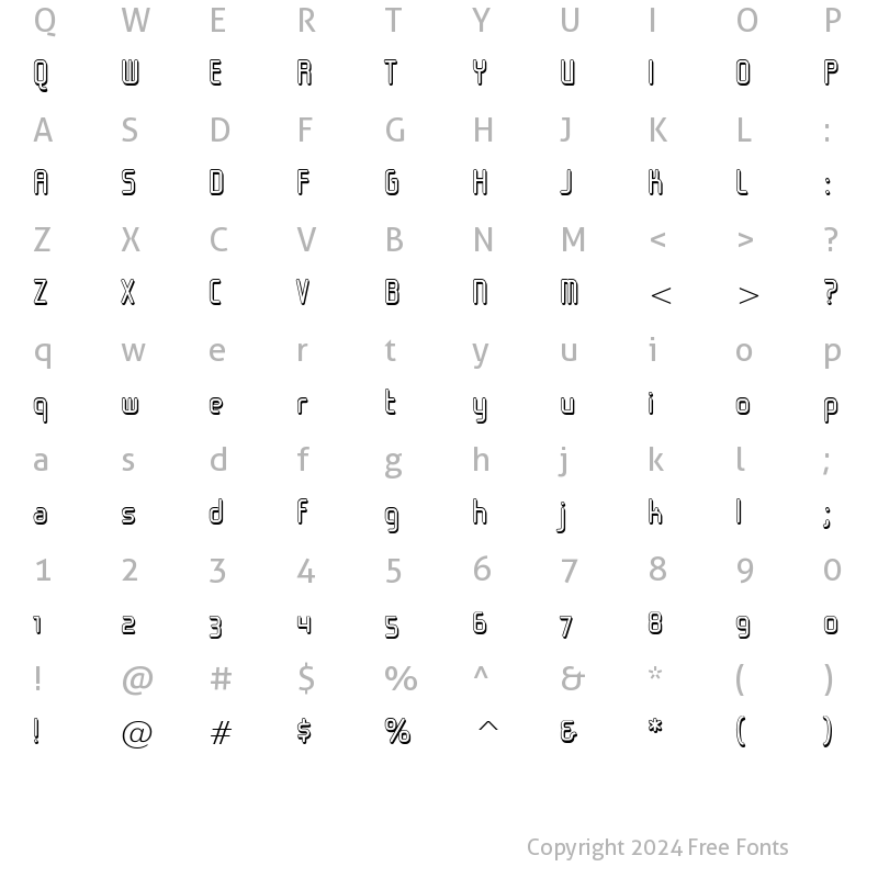 Character Map of Sugarskin BTN Shadow Regular