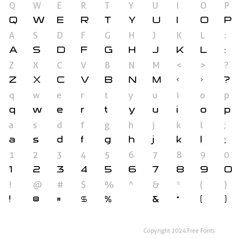 Character Map of Sui Generis Light Regular