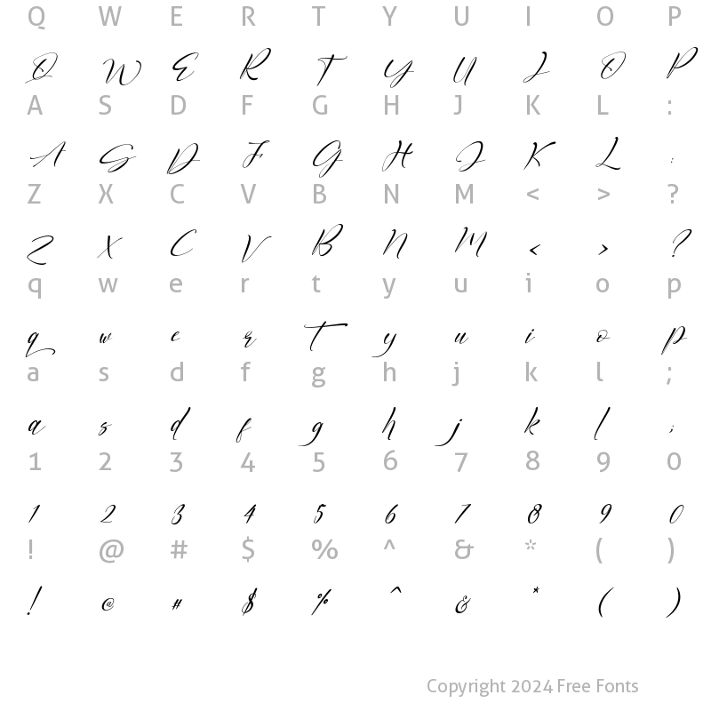 Character Map of Suite Italic