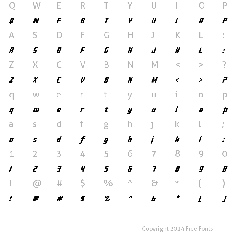 Character Map of Sujeta Bold Italic