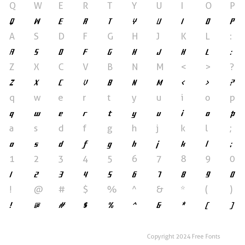 Character Map of Sujeta Italic