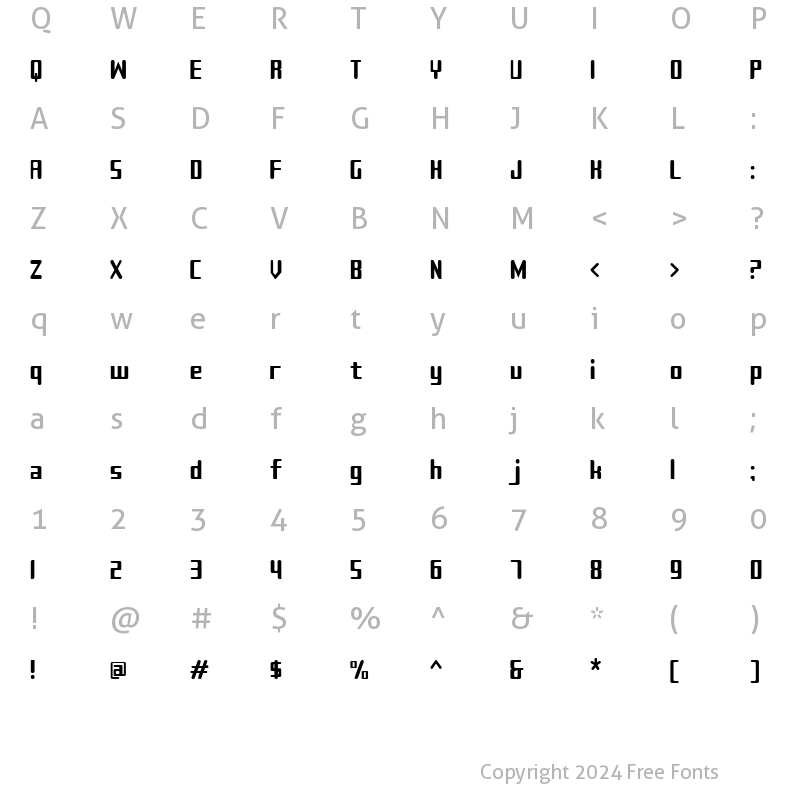 Character Map of Sujeta Regular