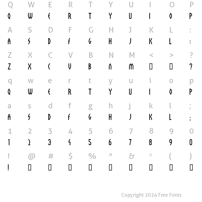 Character Map of Sulphur Regular