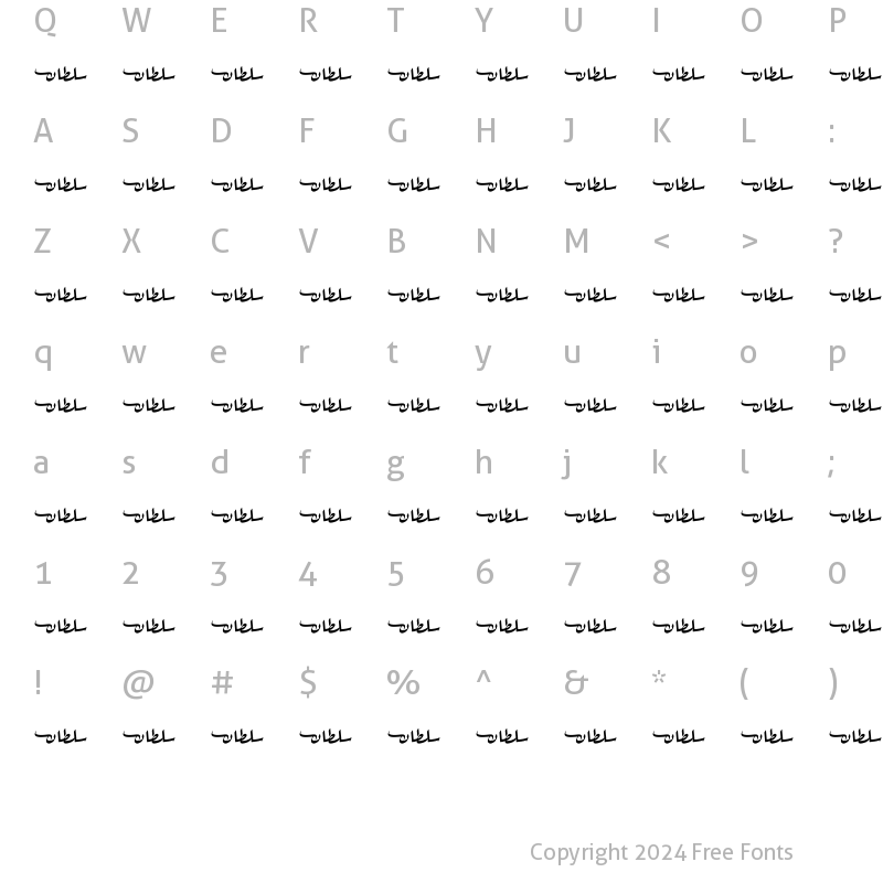 Character Map of Sultan rectangle Sultan rectangle