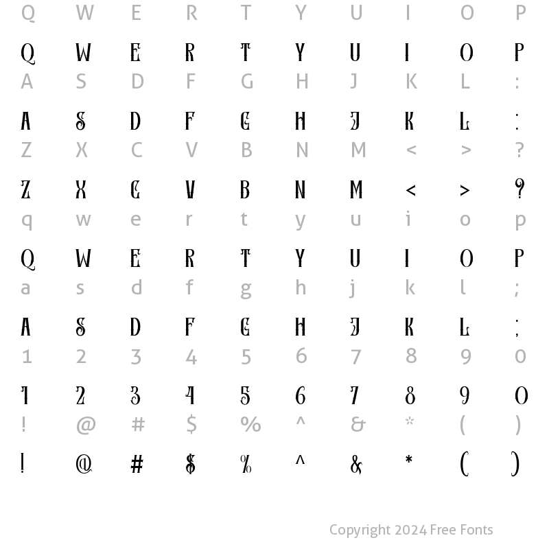 Character Map of SULTAN1 Regular