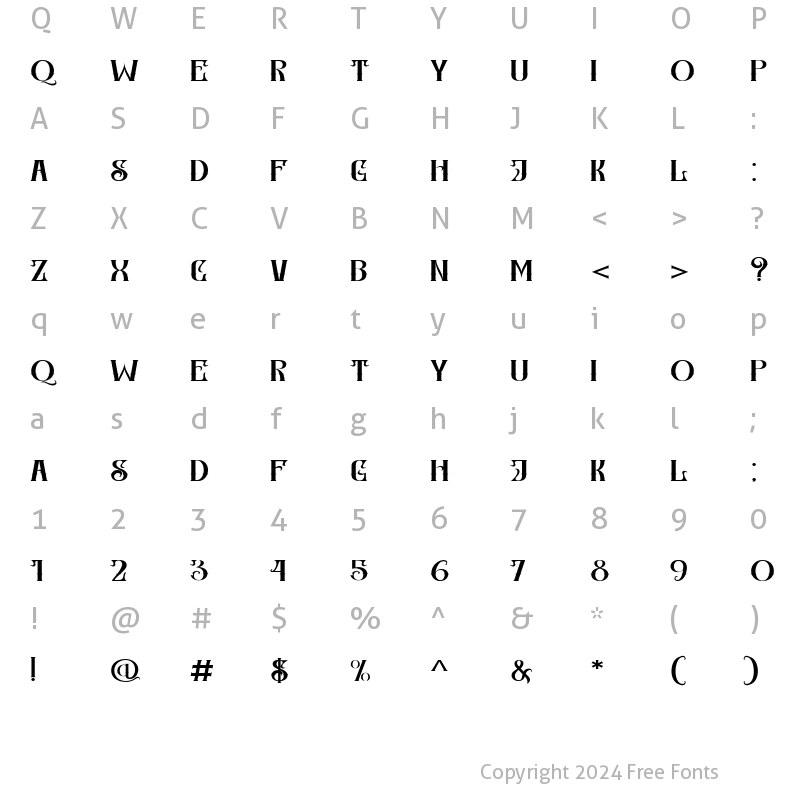 Character Map of SULTAN2 Regular