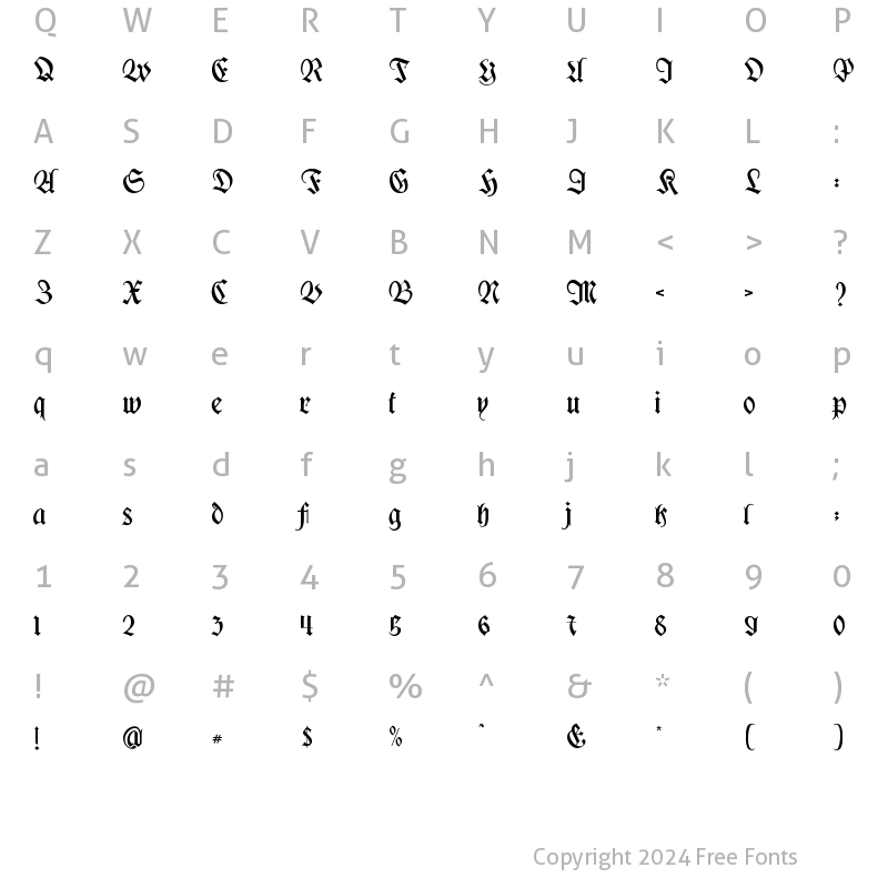 Character Map of Sultans Regular