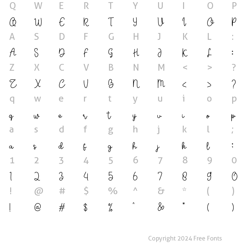 Character Map of Sumiaty Regular