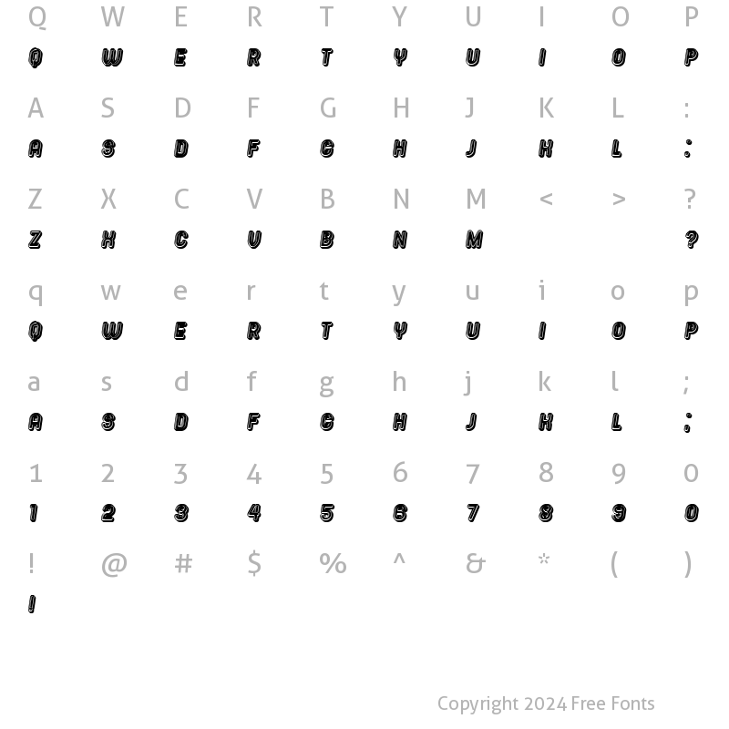 Character Map of Summer Candy Italic